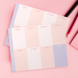 Cute Rosa Lila School Weekly Planner Anteckningsblock