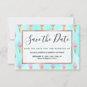 Cute Rosa Lila Summer Ice Cream Cones Watercolor Spara Datumet