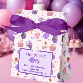 Cute Rosa Lila Sweet One First Birthday Presentaskar