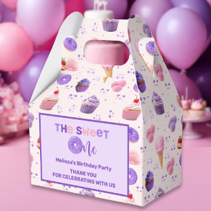 Cute Rosa Lila Sweet One First Birthday Presentaskar