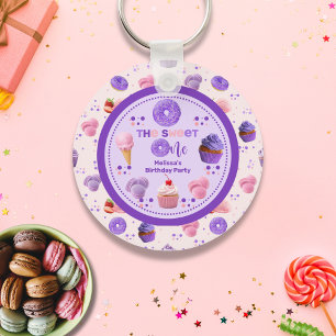 Cute Rosa Lila Sweet One Girl's Birthday Nyckelring