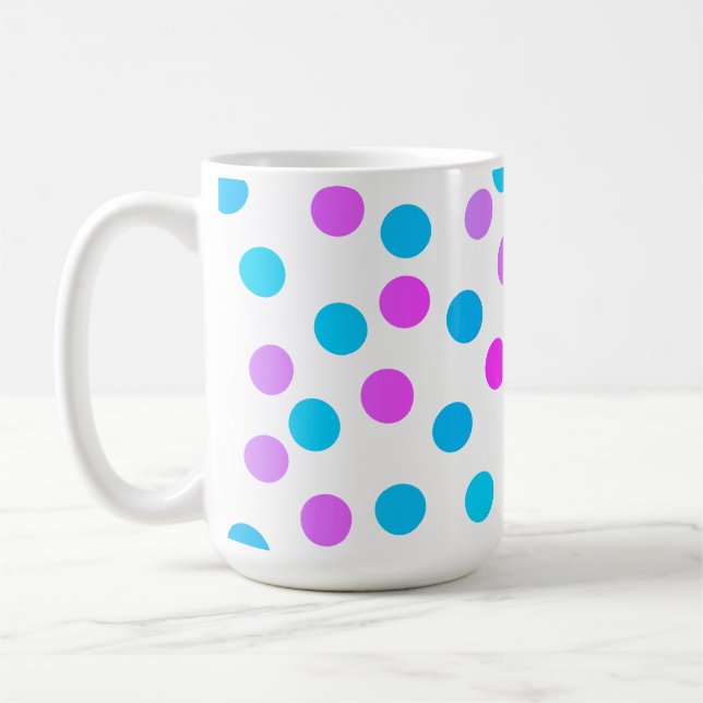 Cute Rosa Lila Turquise Bollar Circles Kaffemugg (Vänster)