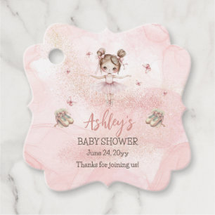 Cute Rosa Little Ballerina Tutu Girl Baby Shower Gåvor Etiketter