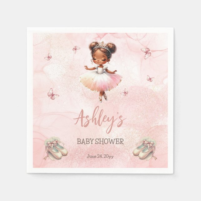 Cute Rosa Little Ballerina Tutu Girl Baby Shower Pappersservett (Framsidan)