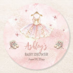 Cute Rosa Little Ballerina Tutu Girl Baby Shower Underlägg Papper Rund<br><div class="desc">Cute ballerina tutu och butterflies Girl Baby Shower eller Sprinkle design med rosa alkohol och bläck stil rosa bakgrund. Pair med artiklar från vår "En söt liten Ballerina är på väg och vi är TUTU-exciterade!" designsamling.</div>
