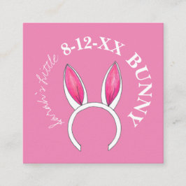 Cute Rosa Little Bunny Rabbit Öron Baby Shower Tilläggskort