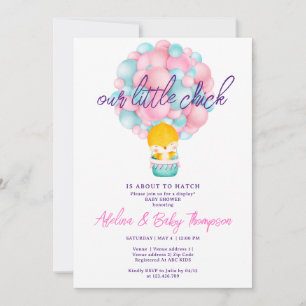 Cute Rosa Little Chick to Hatch Baby Shower Inbjudningar