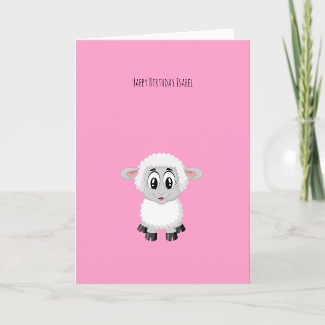 Cute Rosa Little Lamb Birday Card Kort (Framsida)