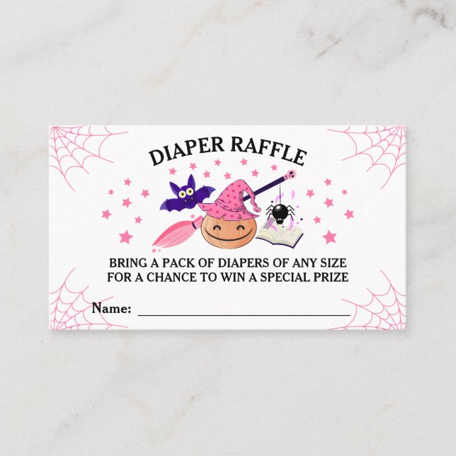 Cute Rosa Little Pumpkin Baby Shower Diaper Raffle Visitkort (Framsida)