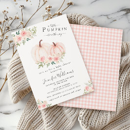 Cute Rosa Little Pumpkin Blommigt Flicka Shower Inbjudningar
