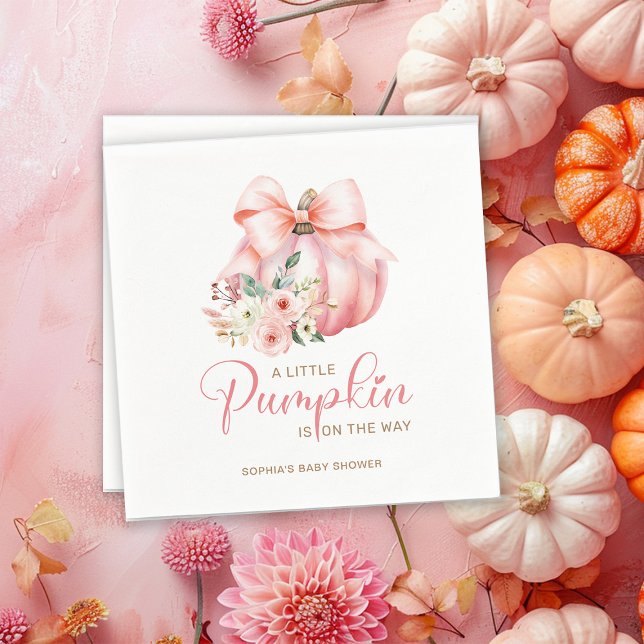 Cute Rosa Little Pumpkins Baby Shower Pappersservett (Skapare uppladdad)