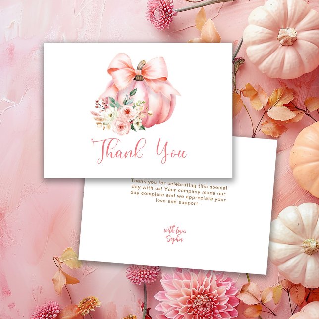 Cute Rosa Little Pumpkins Baby Shower Tack Kort (Skapare uppladdad)