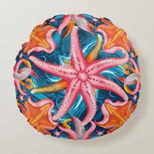 Cute rosa Little starfish Rund Kudde