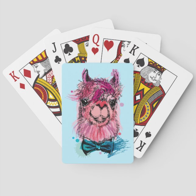 Cute Rosa Llama Casinokort (Baksidan)