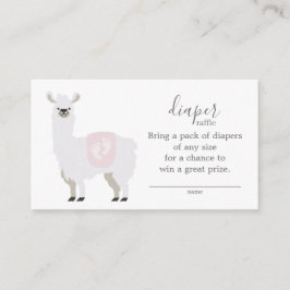 Cute Rosa Llama Diaper Raffle Biljett Baby Shower Tilläggskort