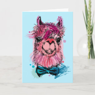 Cute Rosa Llama Kort