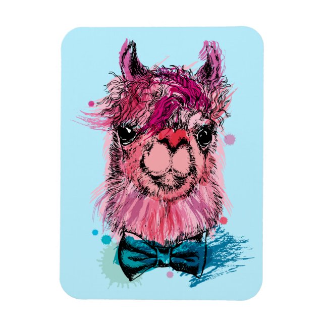 Cute Rosa Llama Magnet (Vertikal)