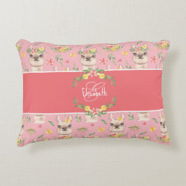 Cute Rosa Llama Mönster för Little Girls Cotton Prydnadskudde