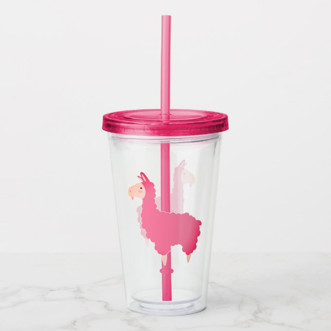 Cute Rosa Llama Take Away Mugg (Framsida)