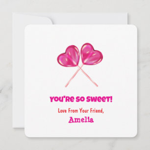 Cute Rosa Lollipops Heart Valentine Day Hälsning Inbjudningar
