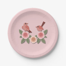 Cute Rosa Love birds och Blommar Ro