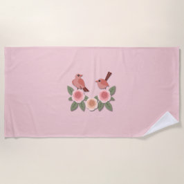 Cute Rosa Love birds och Blommar Ro