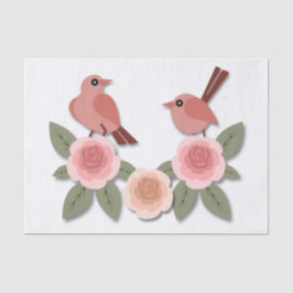 Cute Rosa Love birds och Blommar Ro