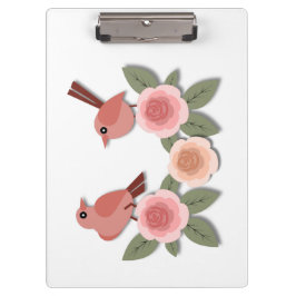 Cute Rosa Love birds och Blommar Ro
