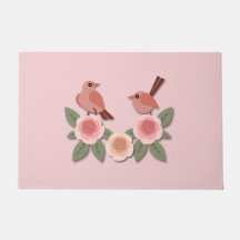 Cute Rosa Love birds och Blommar Ro