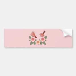 Cute Rosa Love birds och Blommar Ro Bildekal