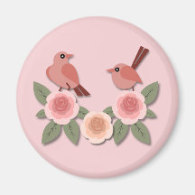 Cute Rosa Love birds och Blommar Ro