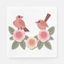 Cute Rosa Love birds och Blommar Ro