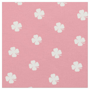 Cute Rosa Lucky Klöver White Dots Mönster Tyg