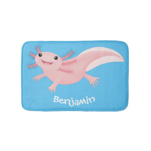 Cute rosa lycklig axolotl badrumsmatta
