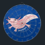 Cute rosa lycklig axolotl darttavla<br><div class="desc">Den här söta rosa axolotl ritas i roligten illustration stil. Mycket av den akvatiska roligten!</div>