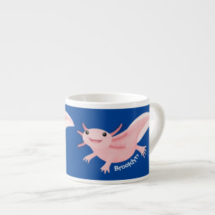 Cute rosa lycklig axolotl espressomugg