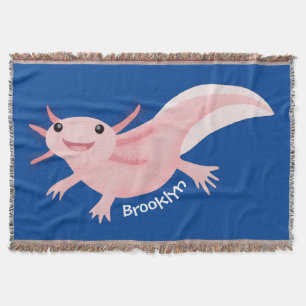 Cute rosa lycklig axolotl filt