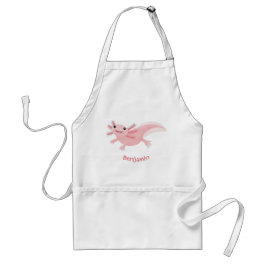 Cute rosa lycklig axolotl förkläde