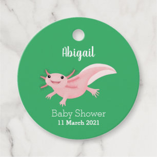 Cute rosa lycklig axolotl gåvor etiketter
