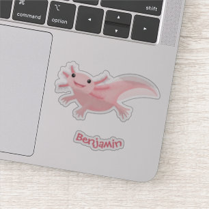 Cute rosa lycklig axolotl klistermärken