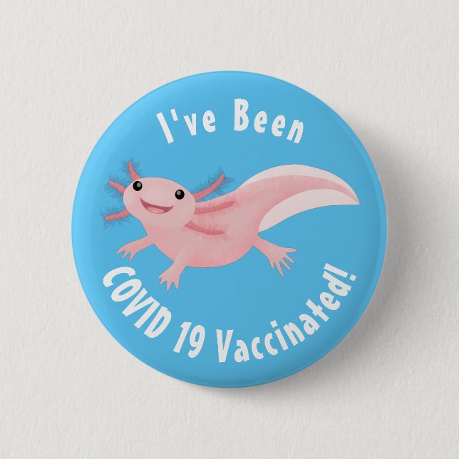 Cute rosa lycklig axolotl knapp (Framsida)