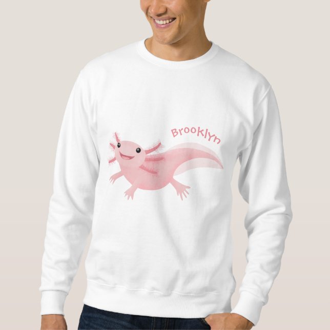 Cute rosa lycklig axolotl lång ärmad tröja (Framsida)