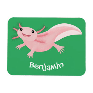 Cute rosa lycklig axolotl magnet