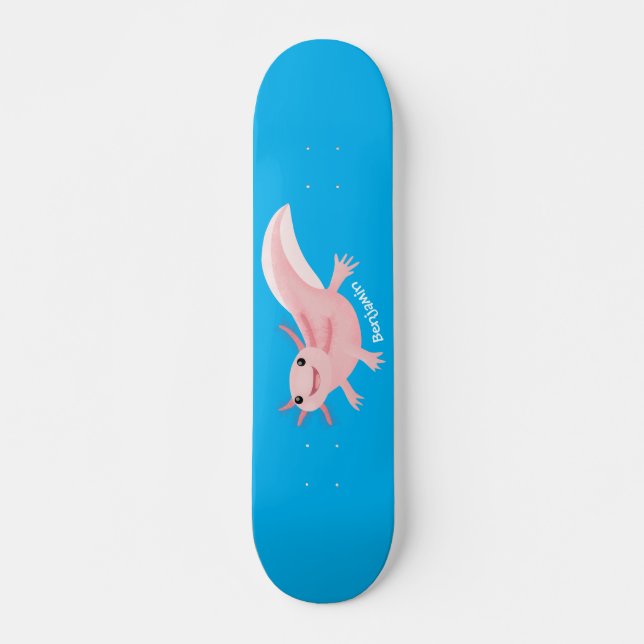 Cute rosa lycklig axolotl mini skateboard bräda 18,5 cm (Framsida)
