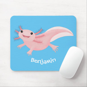 Cute rosa lycklig axolotl musmatta
