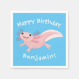 Cute rosa lycklig axolotl pappersservett