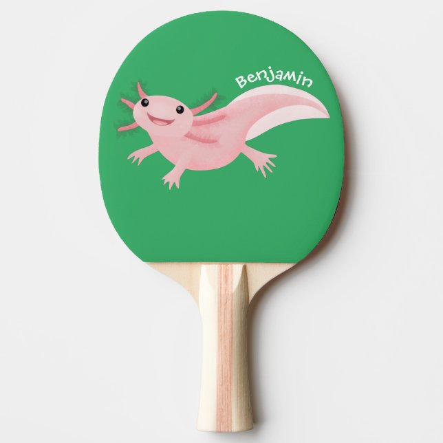 Cute rosa lycklig axolotl pingisracket (Framsidan)