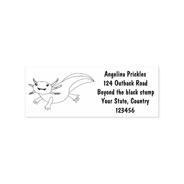 Cute rosa lycklig axolotl stämpel (Tryck)