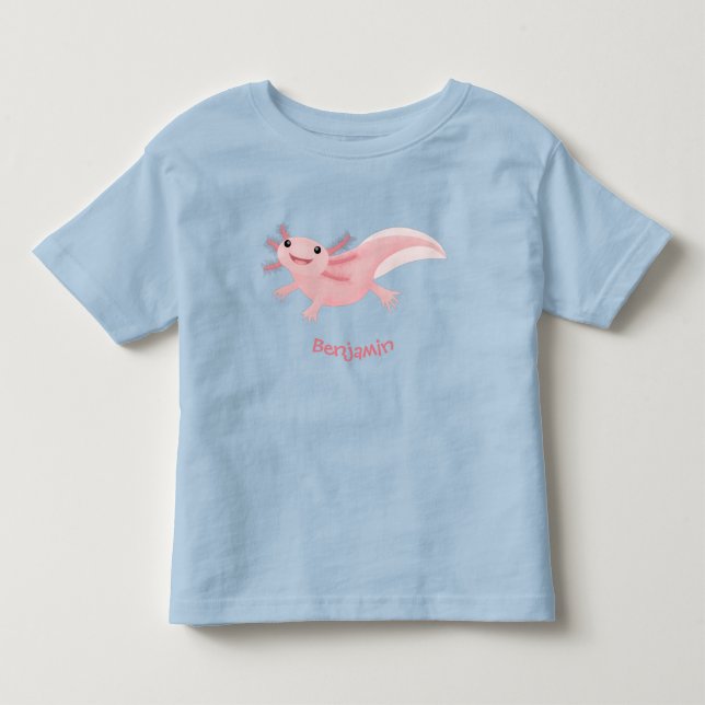 Cute rosa lycklig axolotl t shirt (Framsida)