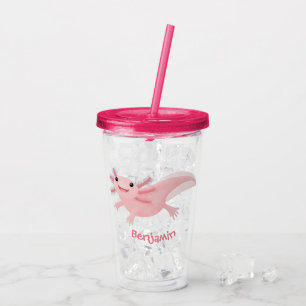 Cute rosa lycklig axolotl take away mugg
